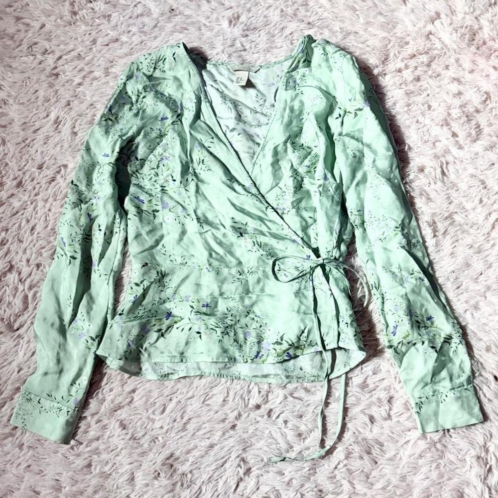 Whimsical Delicate Feminine Botantical Fairy Coquette Wrap Peplum Top Womens 10